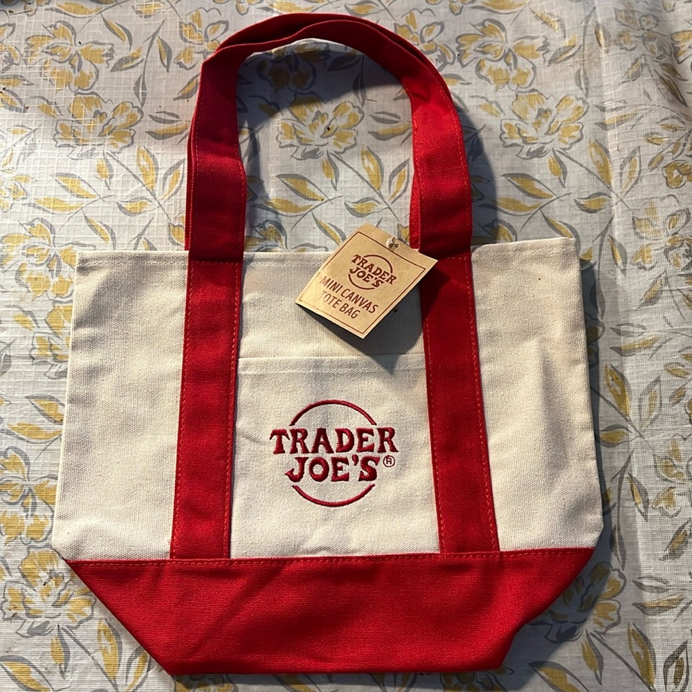COPY - COPY - Trader Joe's Mini Canvas Tote Bag- Red